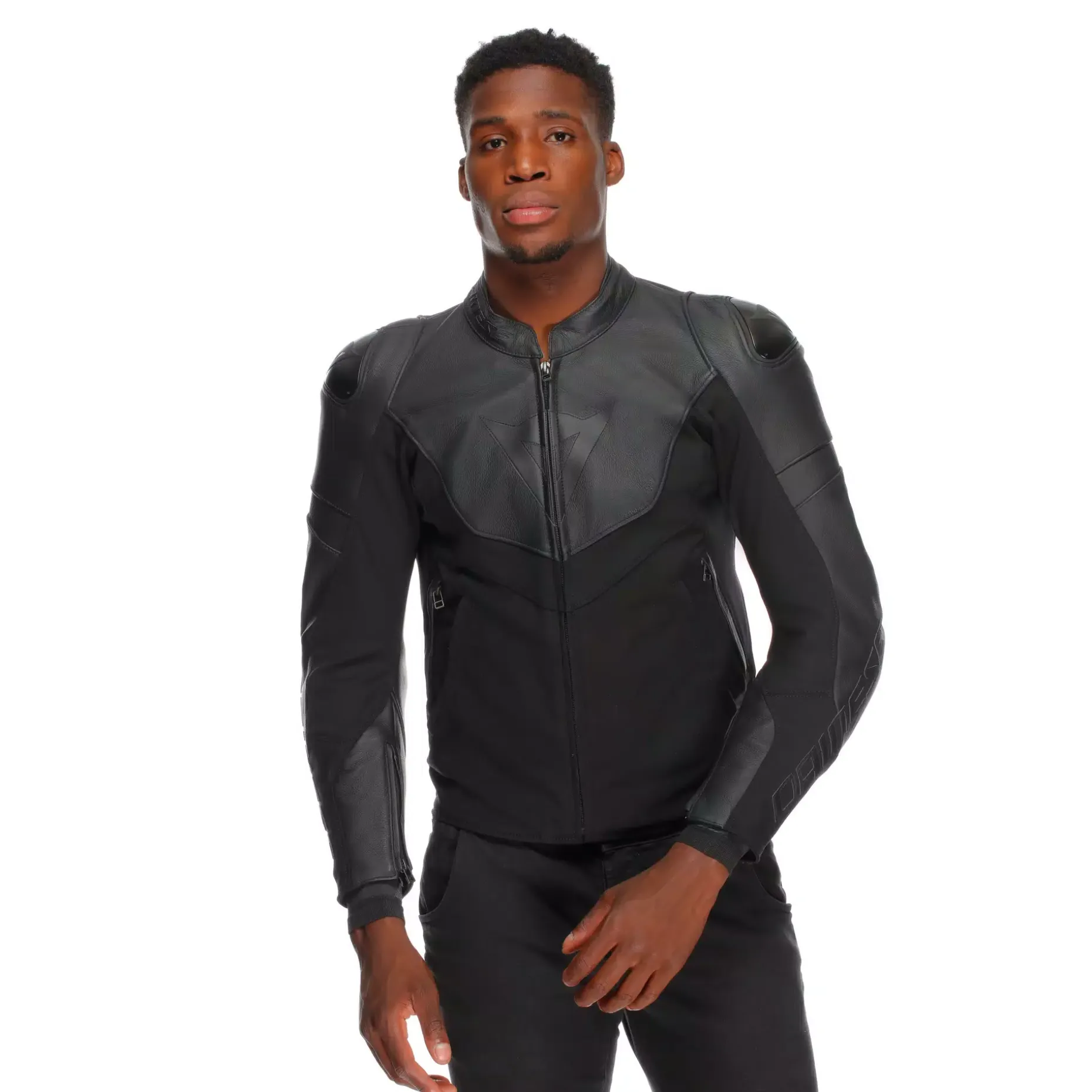 IPERATTIVA - GIACCA DA MOTO IN PELLE E TESSUTO DA UOMO