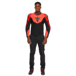IPERATTIVA - GIACCA DA MOTO IN PELLE E TESSUTO DA UOMO