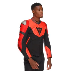 IPERATTIVA - GIACCA DA MOTO IN PELLE E TESSUTO DA UOMO