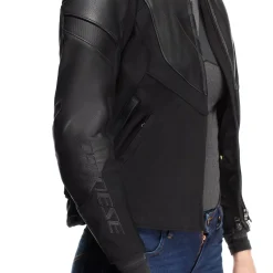 IPERATTIVA - GIACCA MOTO IN PELLE E TESSUTO DONNA