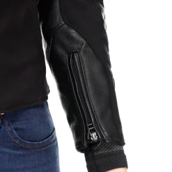 IPERATTIVA - GIACCA MOTO IN PELLE E TESSUTO DONNA