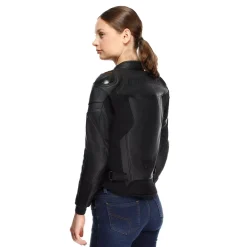 IPERATTIVA - GIACCA MOTO IN PELLE E TESSUTO DONNA