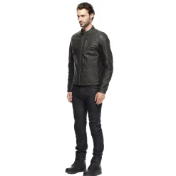 ISTRICE - GIACCA MOTO IN PELLE PERFORATA UOMO