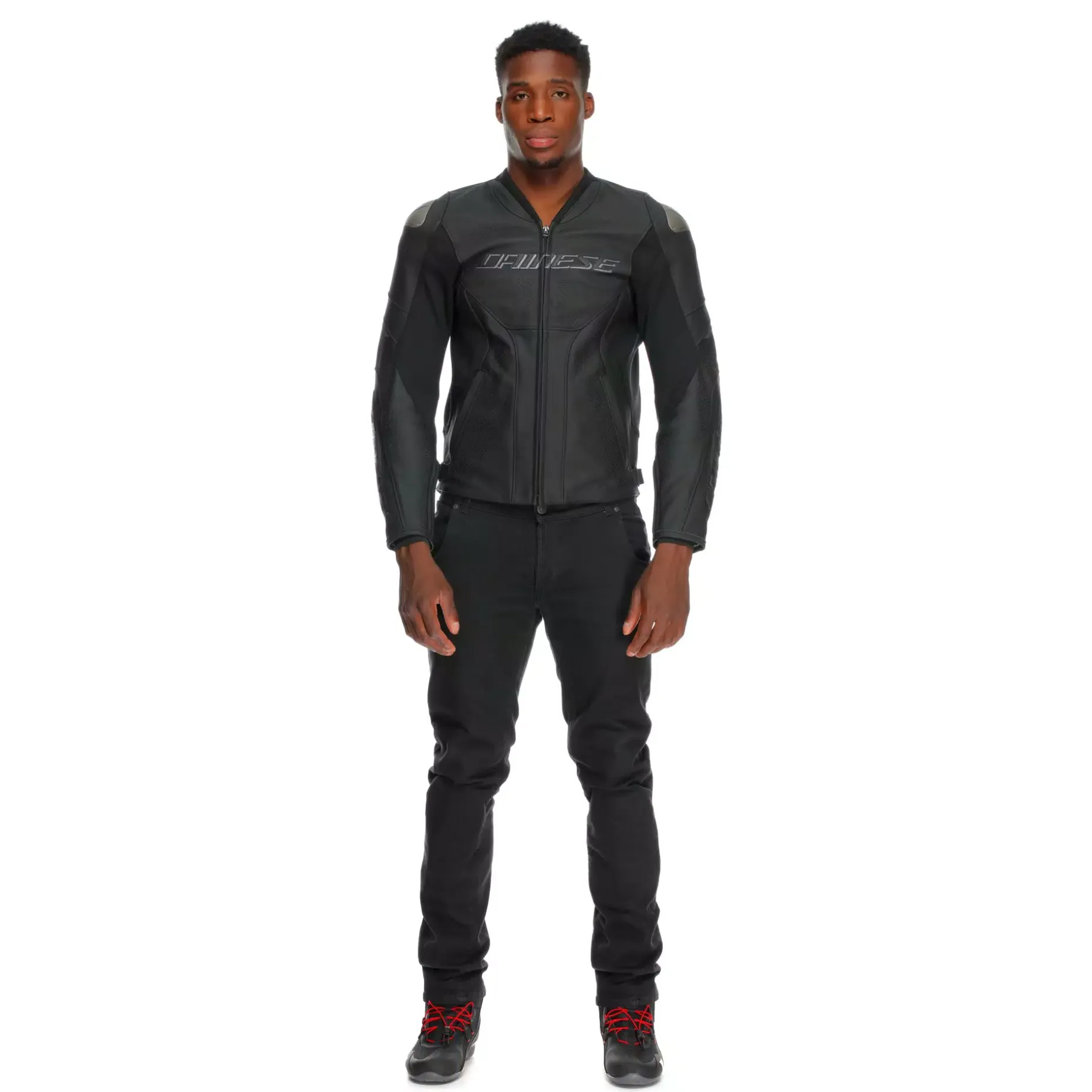 RACING 5 - GIACCA MOTO IN PELLE PERFORATA UOMO - TAGLIA SHORT/TALL (S/T)