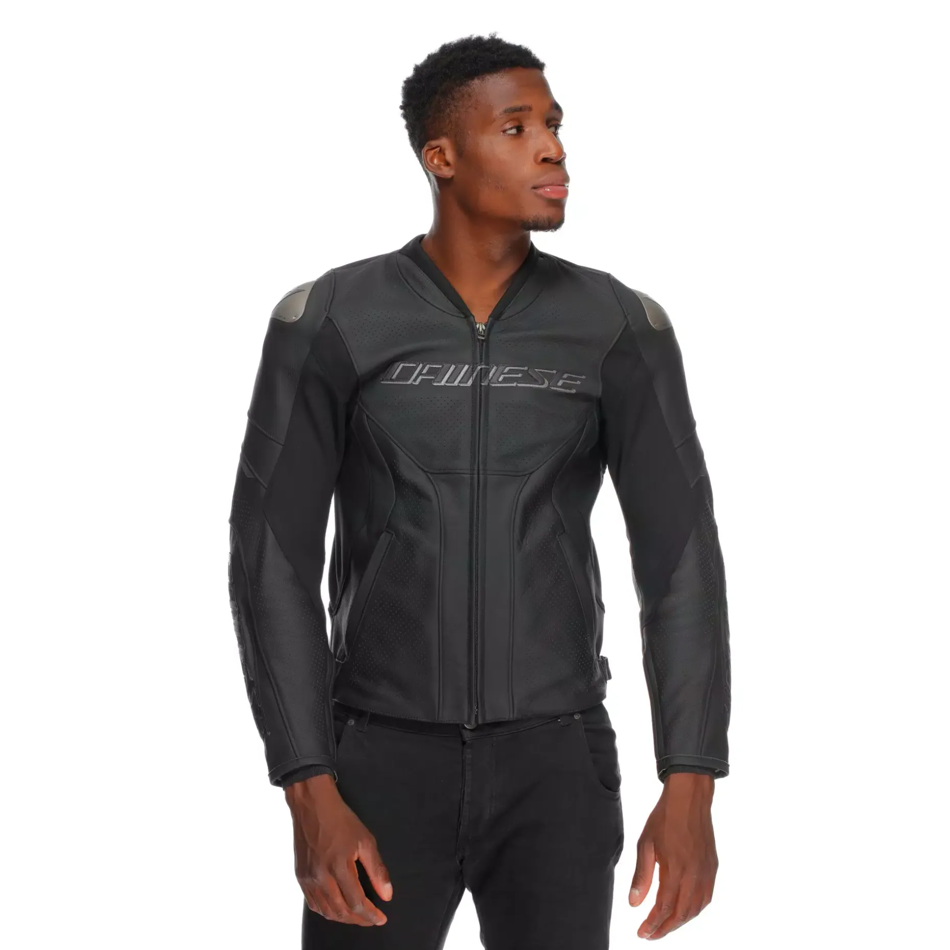 RACING 5 - GIACCA MOTO IN PELLE PERFORATA UOMO - TAGLIA SHORT/TALL (S/T)