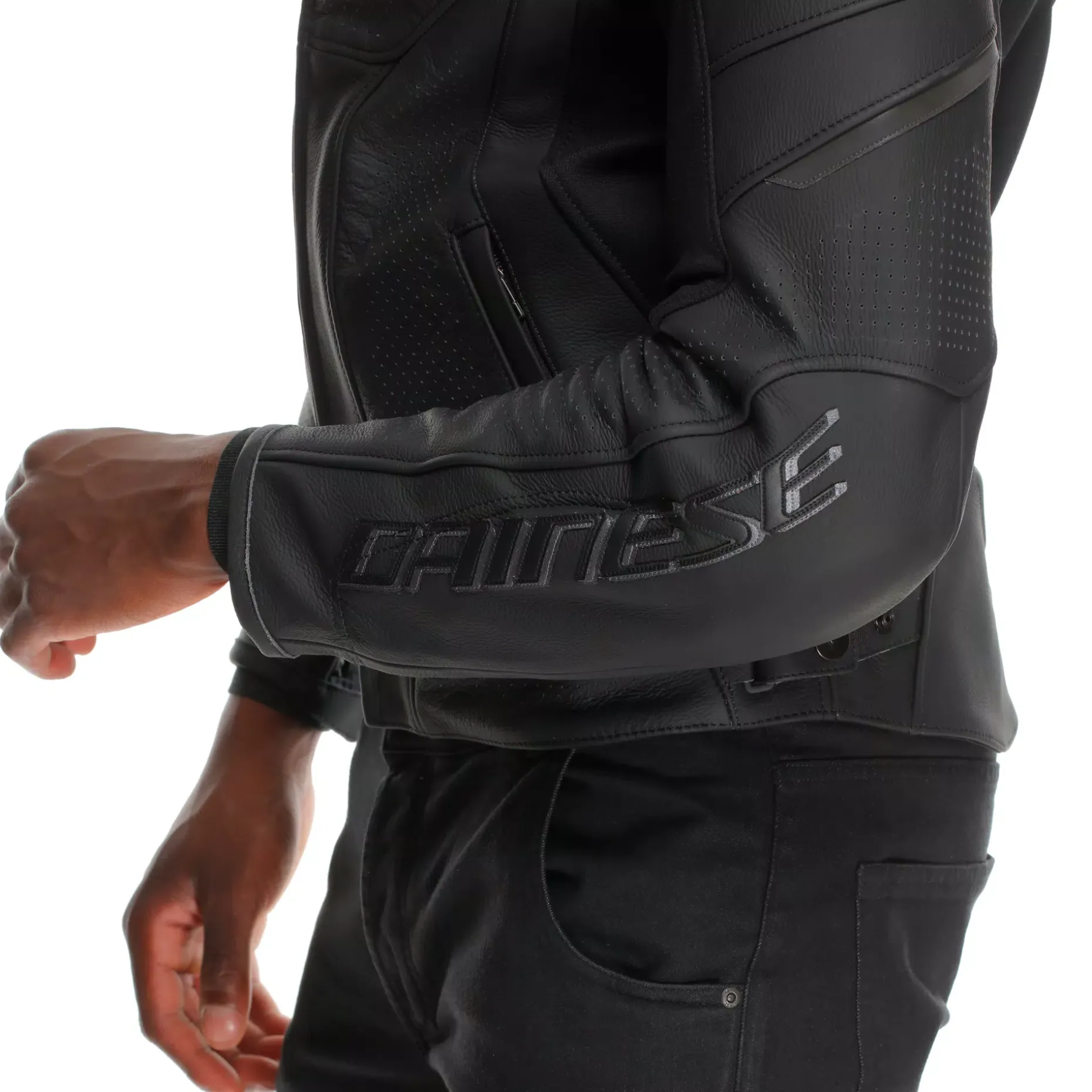 RACING 5 - GIACCA MOTO IN PELLE PERFORATA UOMO - TAGLIA SHORT/TALL (S/T)